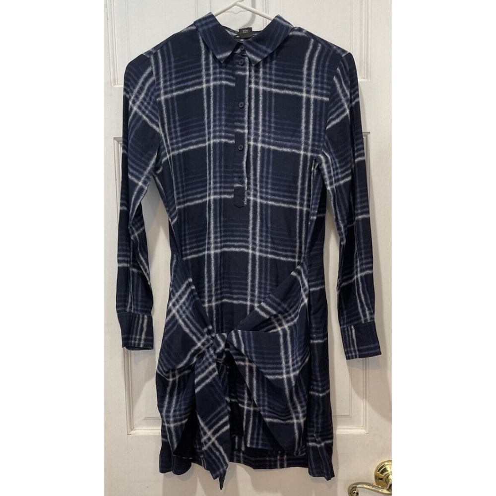 Club Monaco Blue Plaid Silk/Polyester Dress Size 00